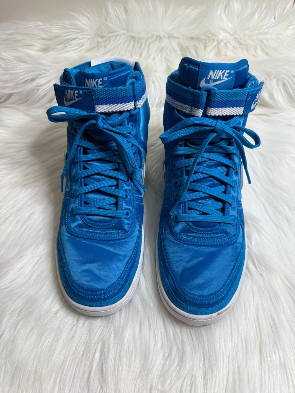 Nike High Top Sneakers in Bright Blue with White Swoosh Men Shoes Size 11